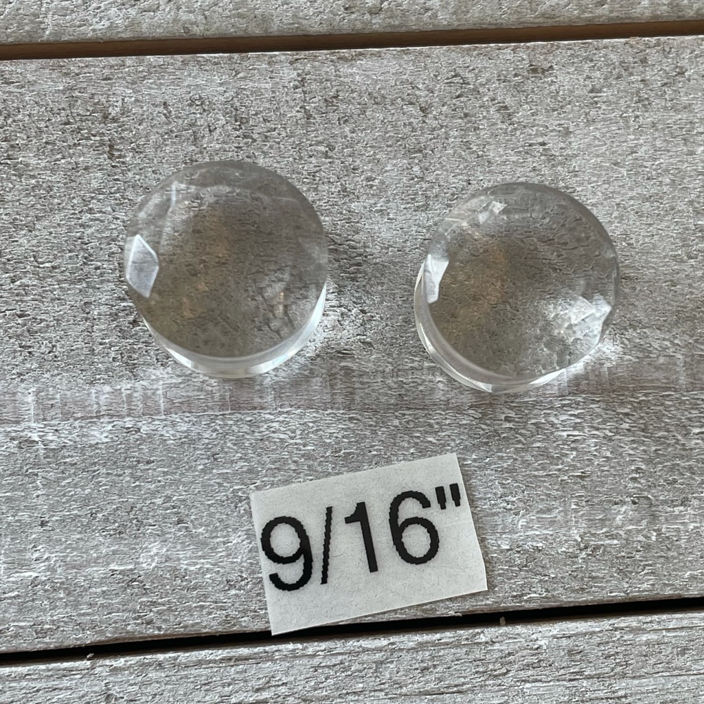 916 Faceted Clear Gem Glass Plugs Gauges Tunnels 14 Mm New
